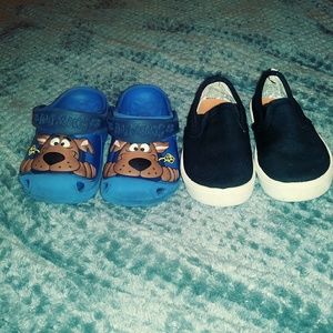 Scooby doo crocs and Garanimals slip on sneakers